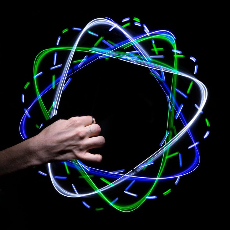 GloFX 8-LED Double Rave Orbit: X Dual Light - Purple Green Blue White LED - Image 1